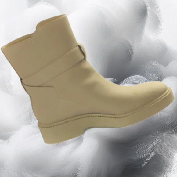 Vince Kaelyn Water Resistant Dune Beige Chunky Heel Moto Combat Boot, Size 8.5 - Picture 4 of 9